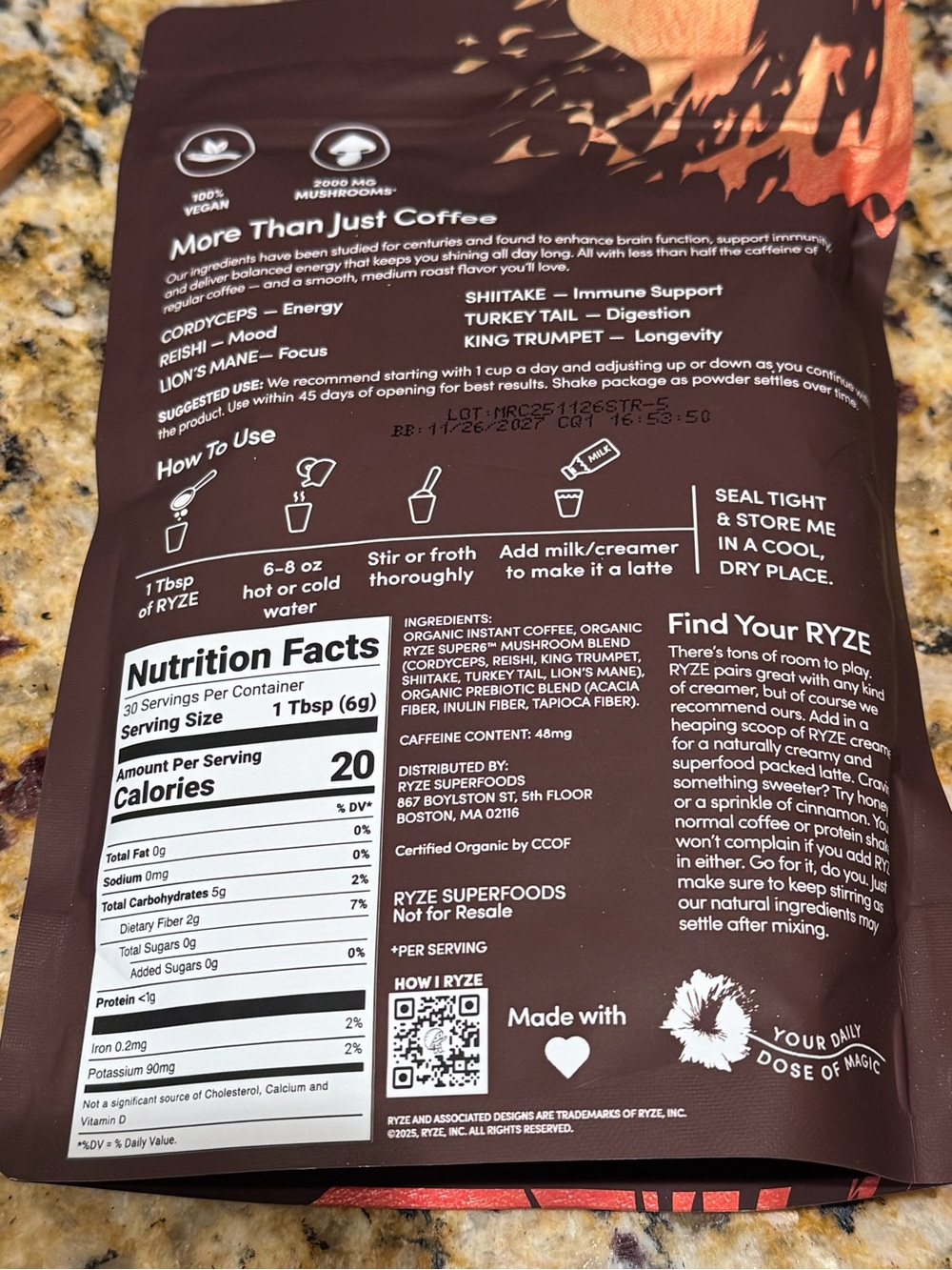 Mushroom Coffee Set one bag (6.3oz) one mini superfood creamer (2.5 oz)one spoon - Picture 3 of 12